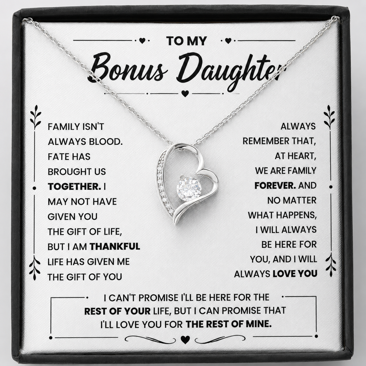 Bonus Daughter Necklace Heart Pendant Keepsake Jewelry from Dad