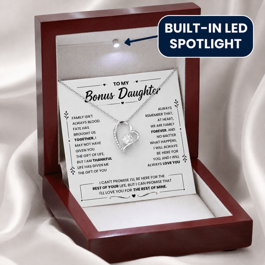 Bonus Daughter Gift Necklace, Heart Pendant Keepsake Jewelry from Dad