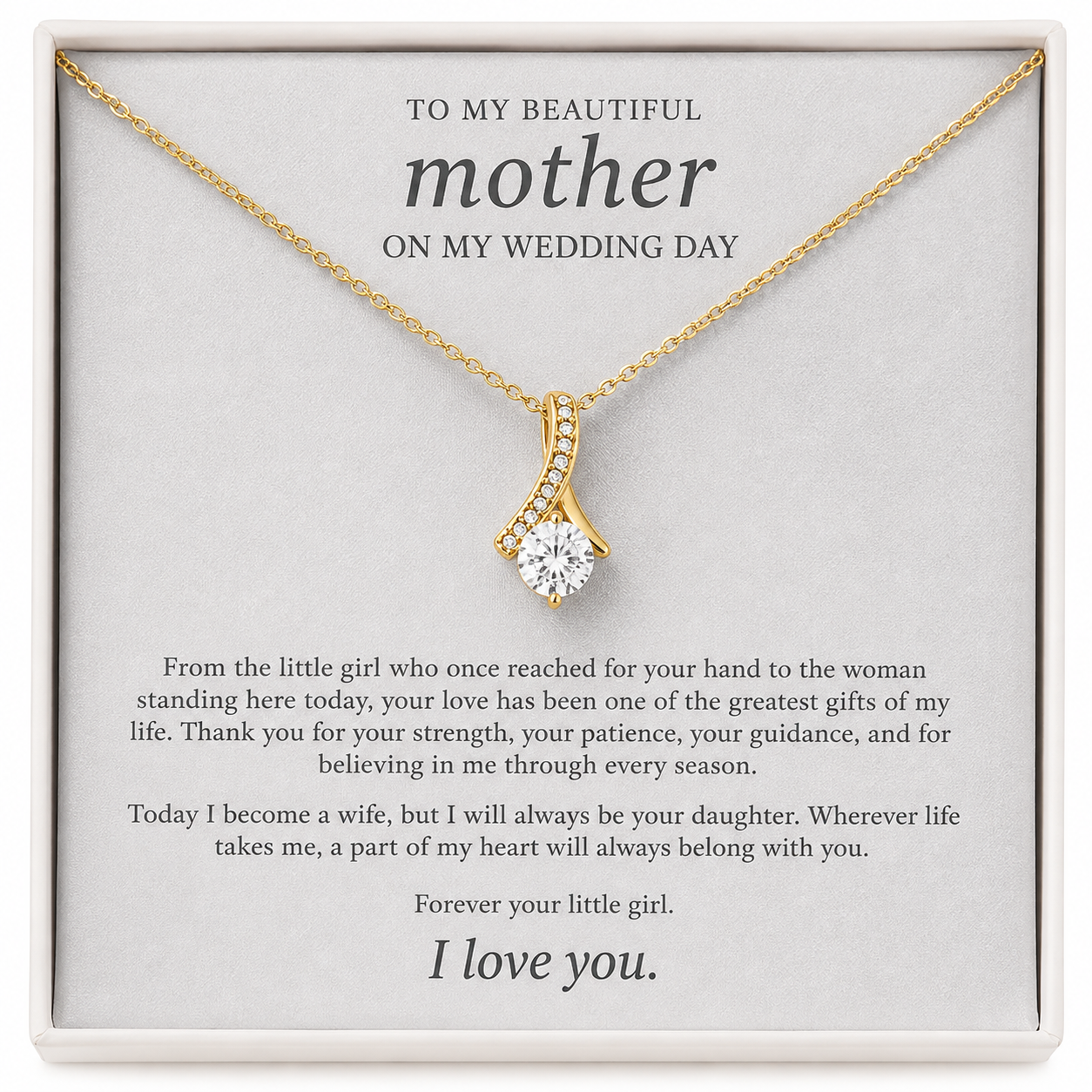 Mother of the Bride Necklace from Daughter – Meaningful Wedding Day Gift for Mom