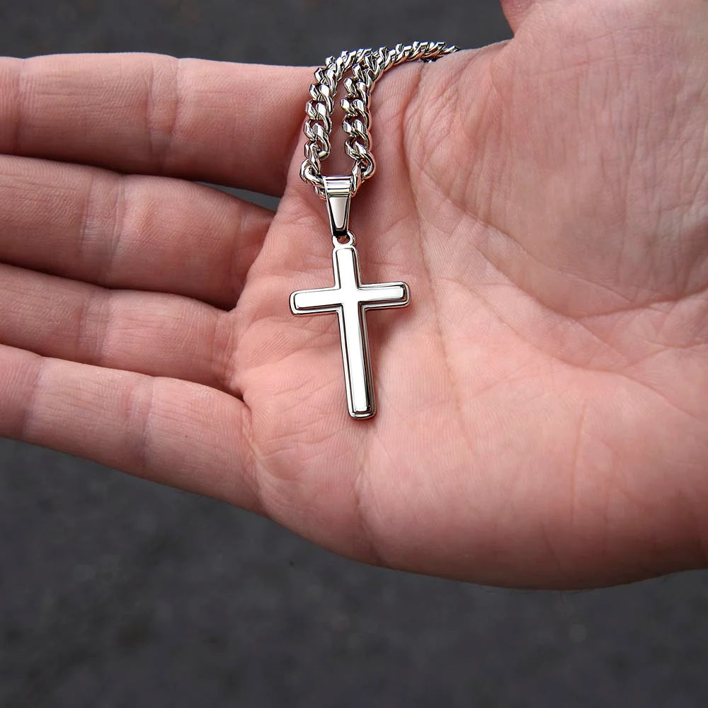 To My Bonus Son - "My Family Forever" Cross Cuban Chain