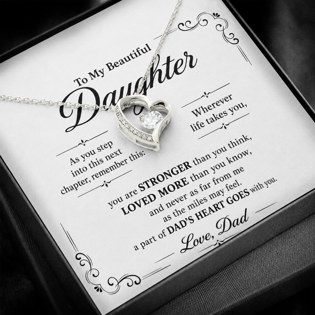 To My Beautiful Daughter Necklace, Graduation Keepsake Gift from Dad