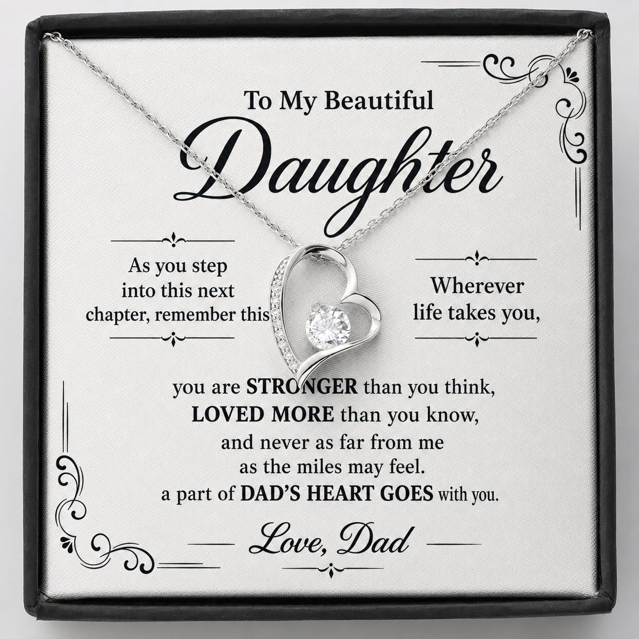 To My Beautiful Daughter Necklace, Graduation Keepsake Gift from Dad