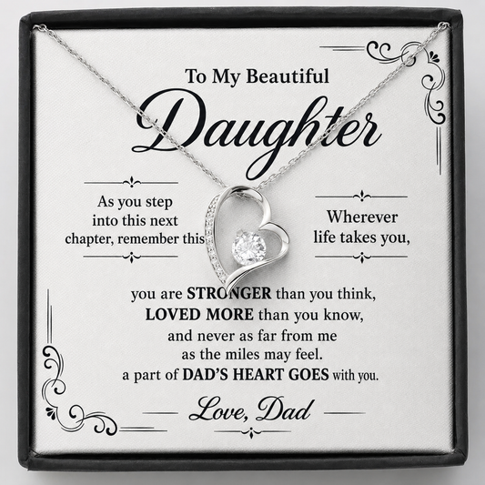 To My Daughter Graduation Gift Necklace from Dad, Inspirational Heart Jewelry Gift