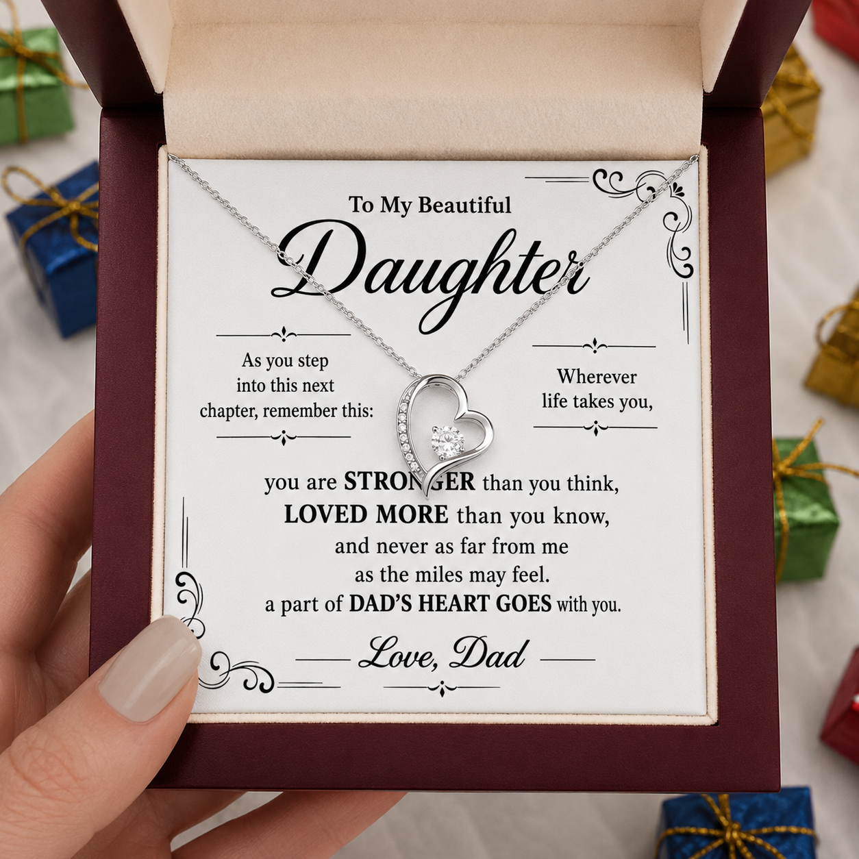 To My Beautiful Daughter Necklace, Graduation Keepsake Gift from Dad