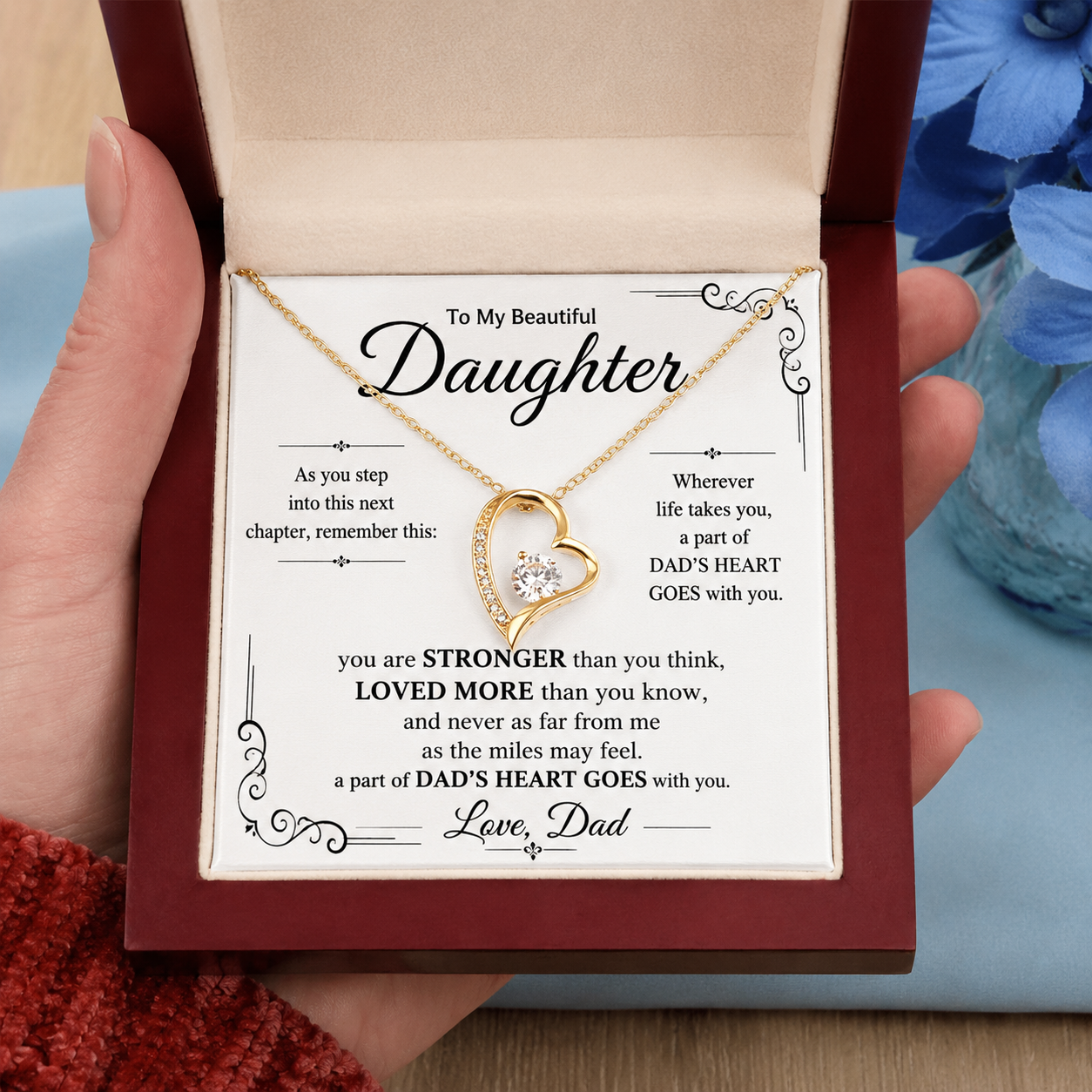 To My Beautiful Daughter Necklace, Graduation Keepsake Gift from Dad