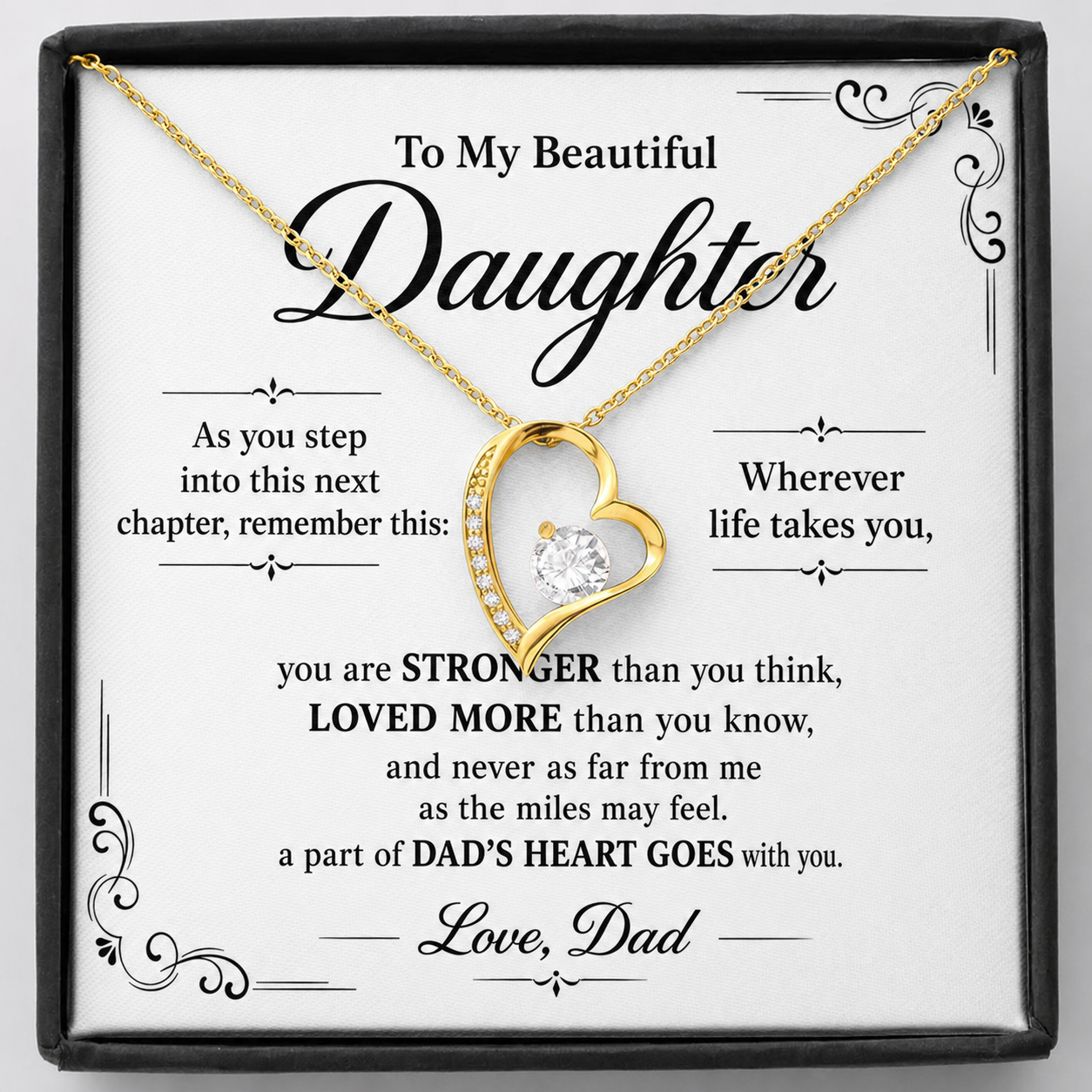 To My Beautiful Daughter Necklace, Graduation Keepsake Gift from Dad