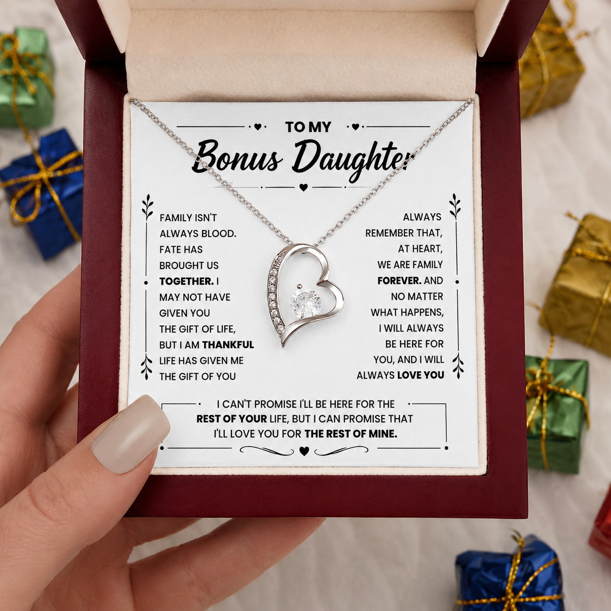 Bonus Daughter Necklace Heart Pendant Keepsake Jewelry from Dad