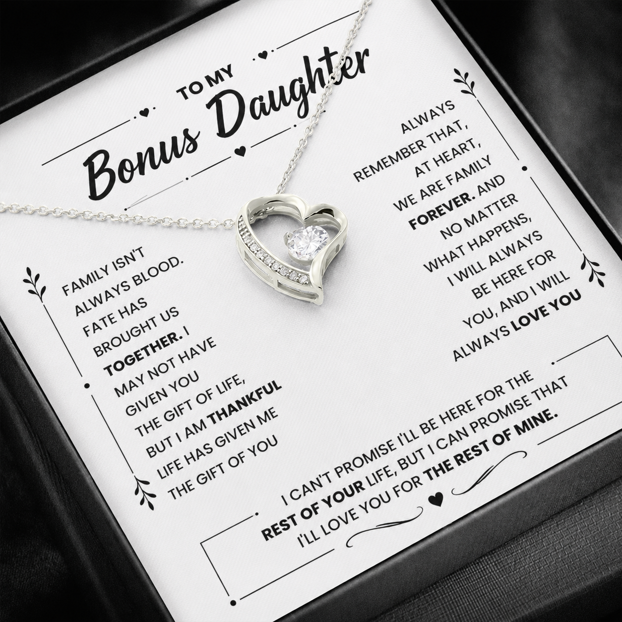 Bonus Daughter Necklace Heart Pendant Keepsake Jewelry from Dad