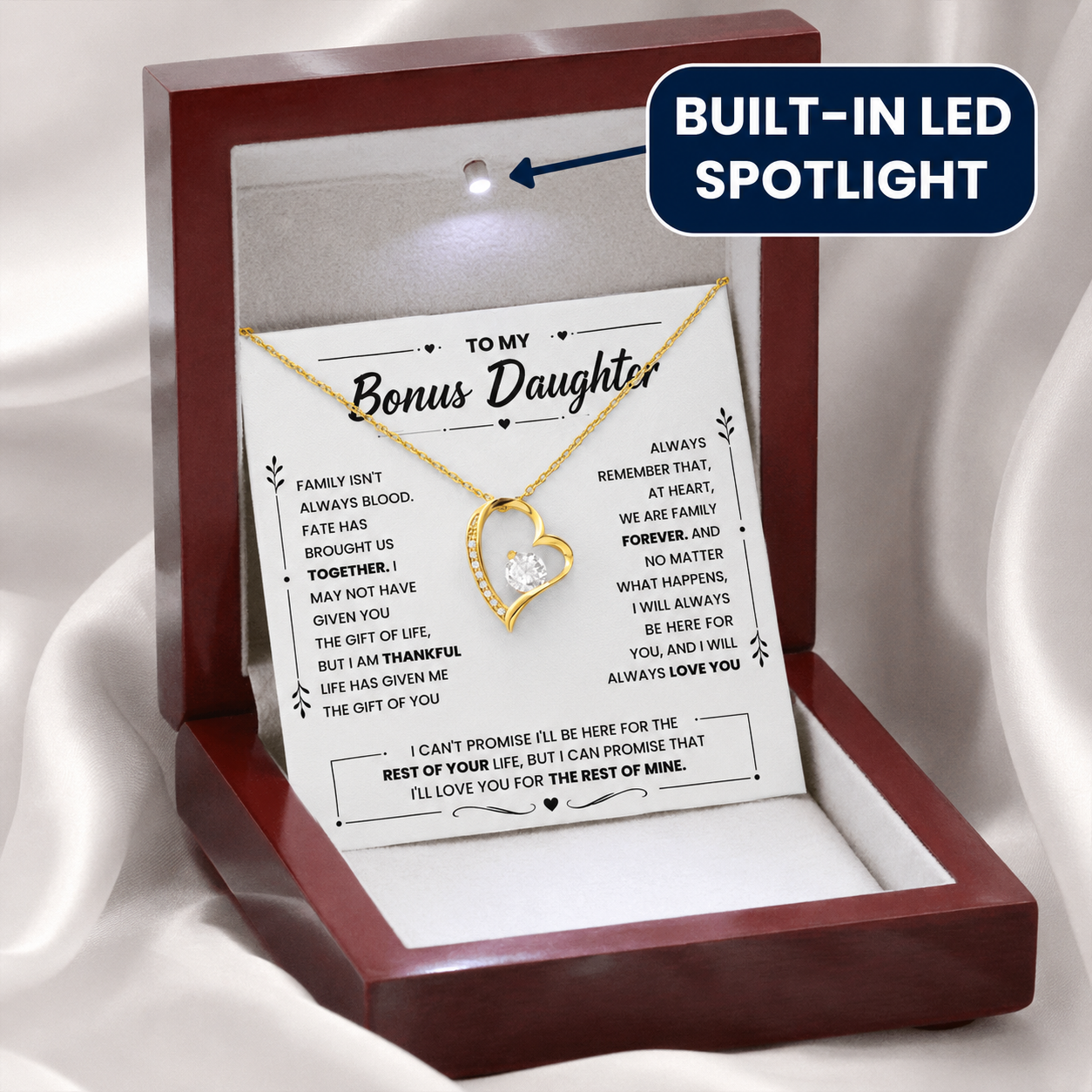 Bonus Daughter Necklace Heart Pendant Keepsake Jewelry from Dad