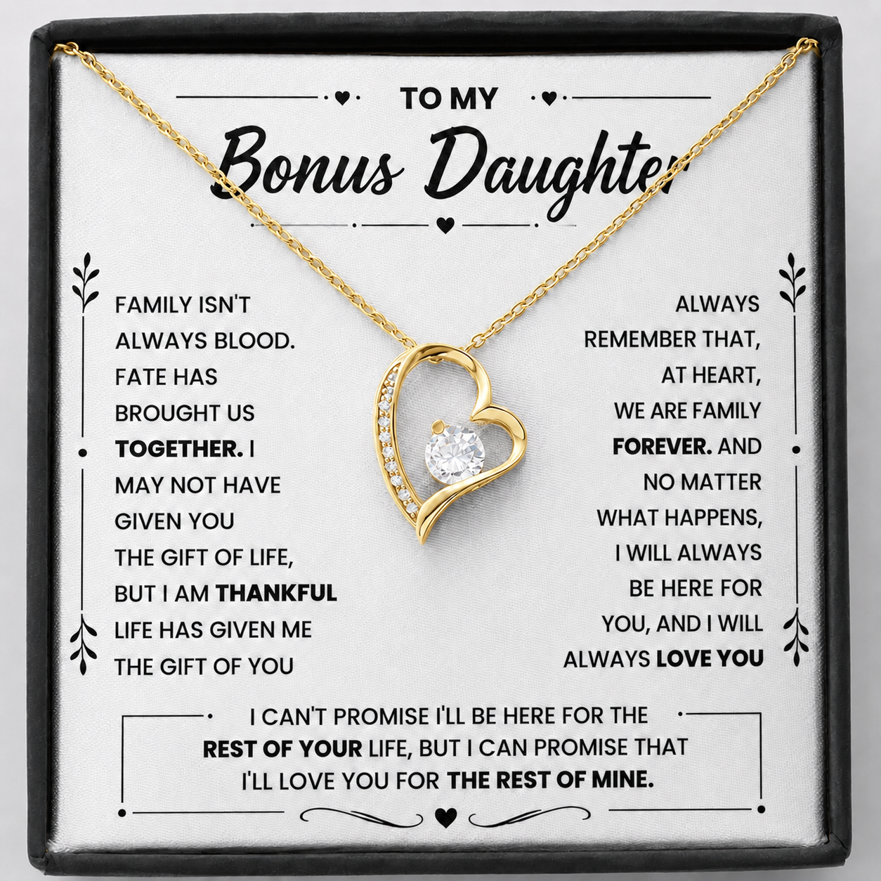Bonus Daughter Necklace Heart Pendant Keepsake Jewelry from Dad