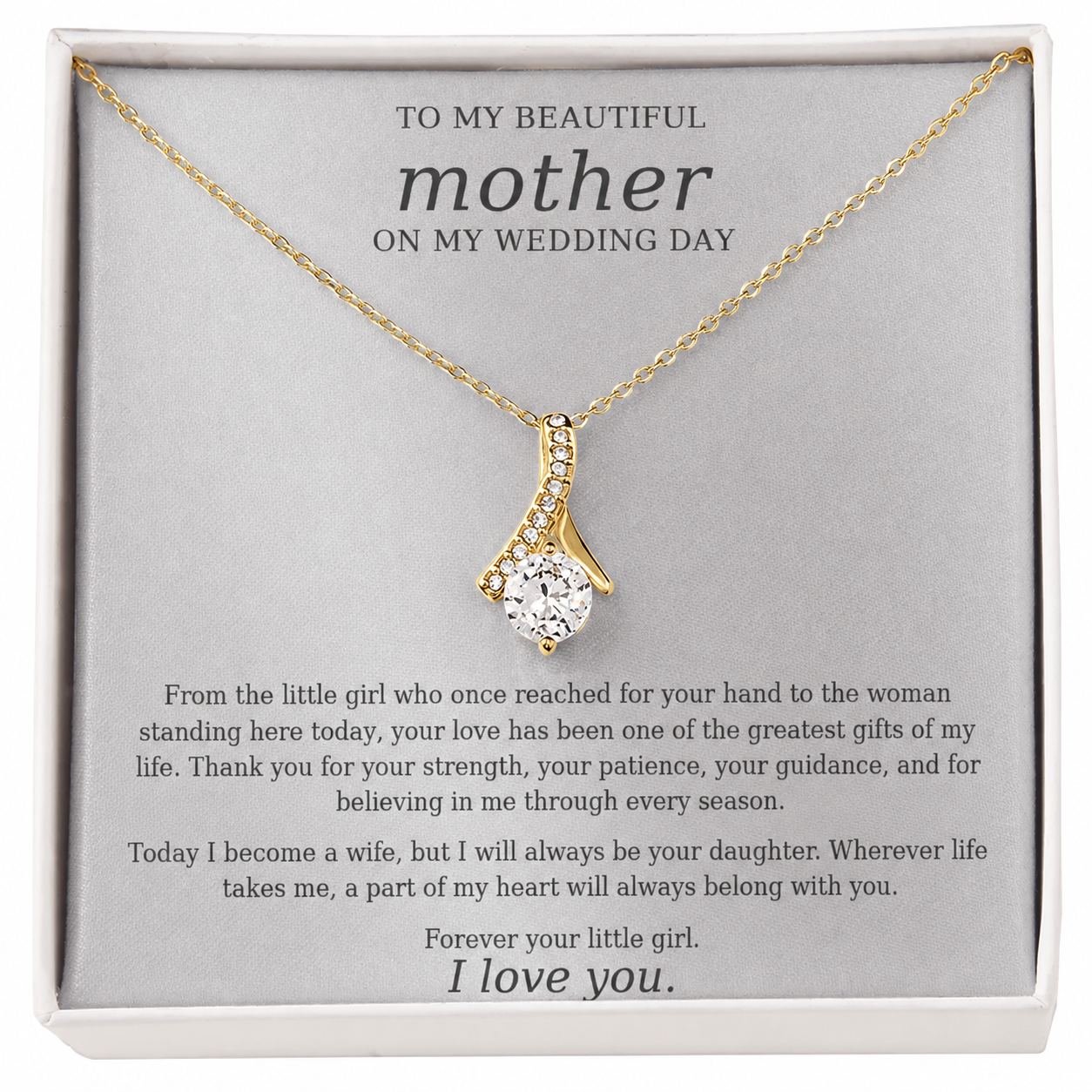 Mother of the Bride Necklace from Daughter – Meaningful Wedding Day Gift for Mom