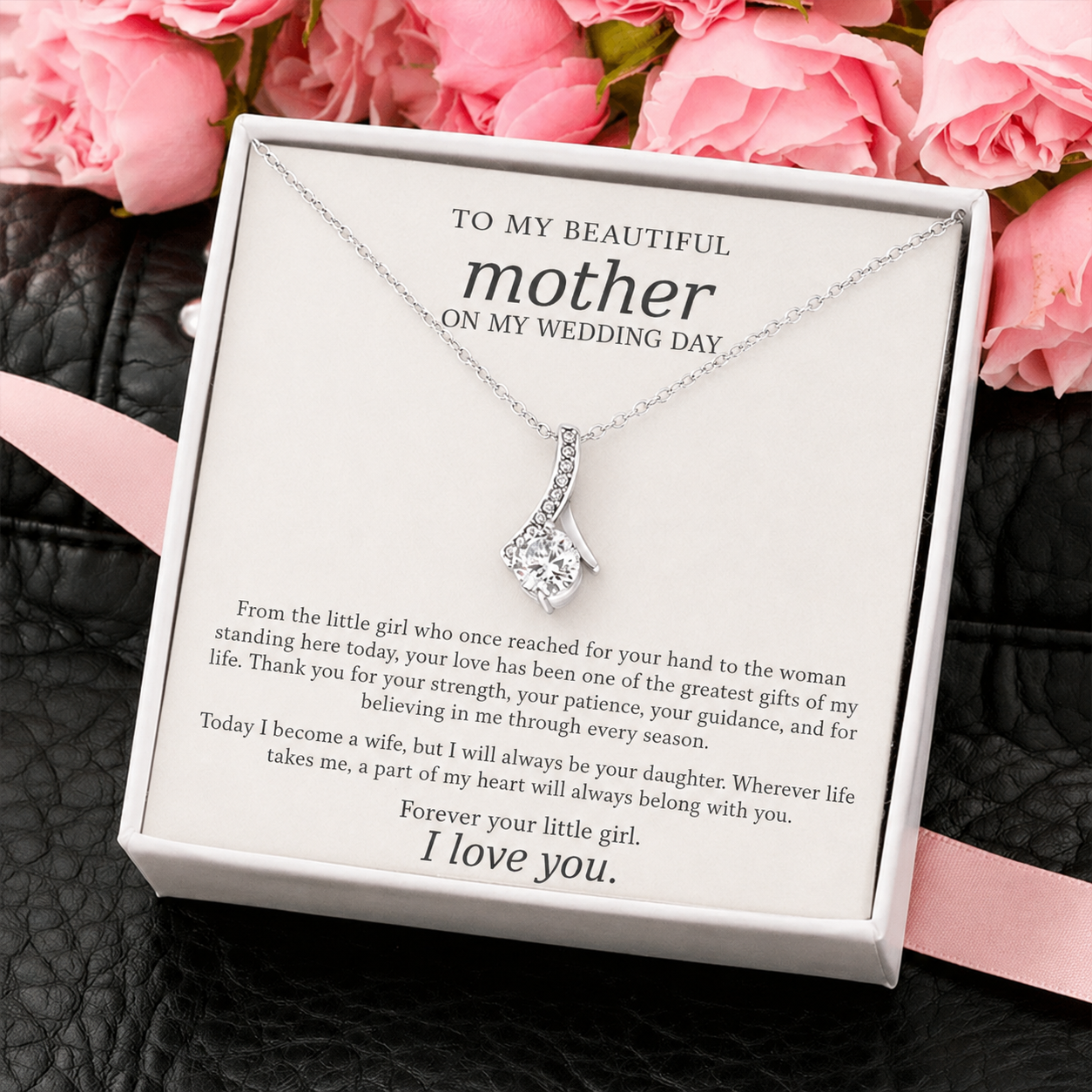 Mother of the Bride Necklace from Daughter – Meaningful Wedding Day Gift for Mom