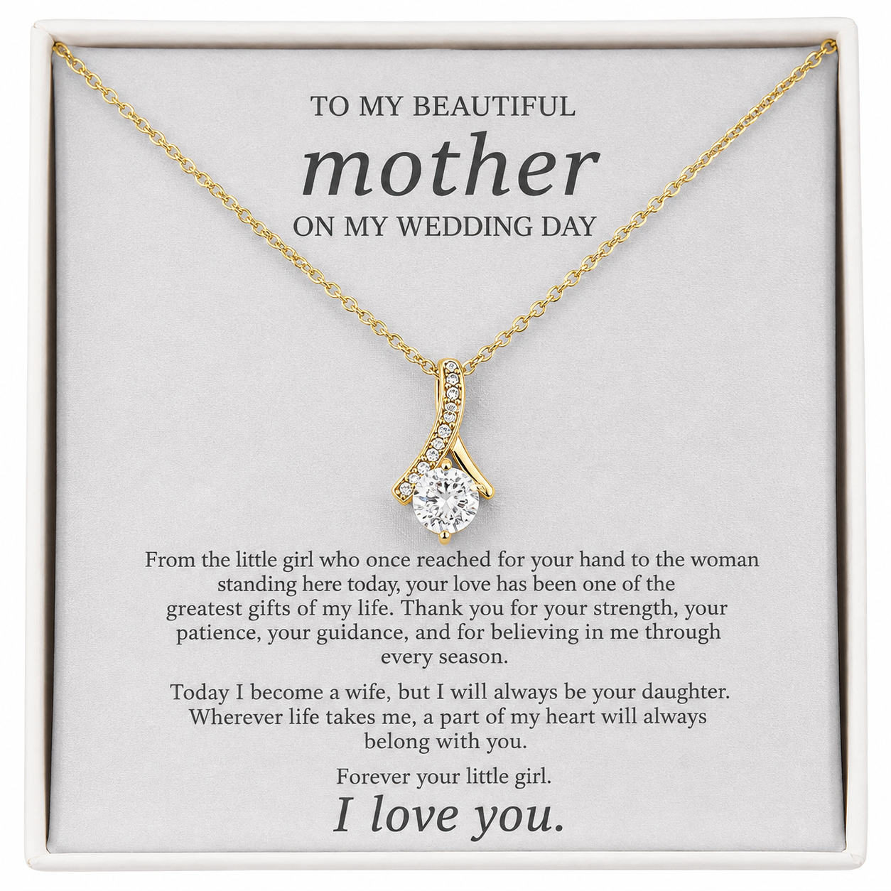 Mother of the Bride Necklace from Daughter – Meaningful Wedding Day Gift for Mom