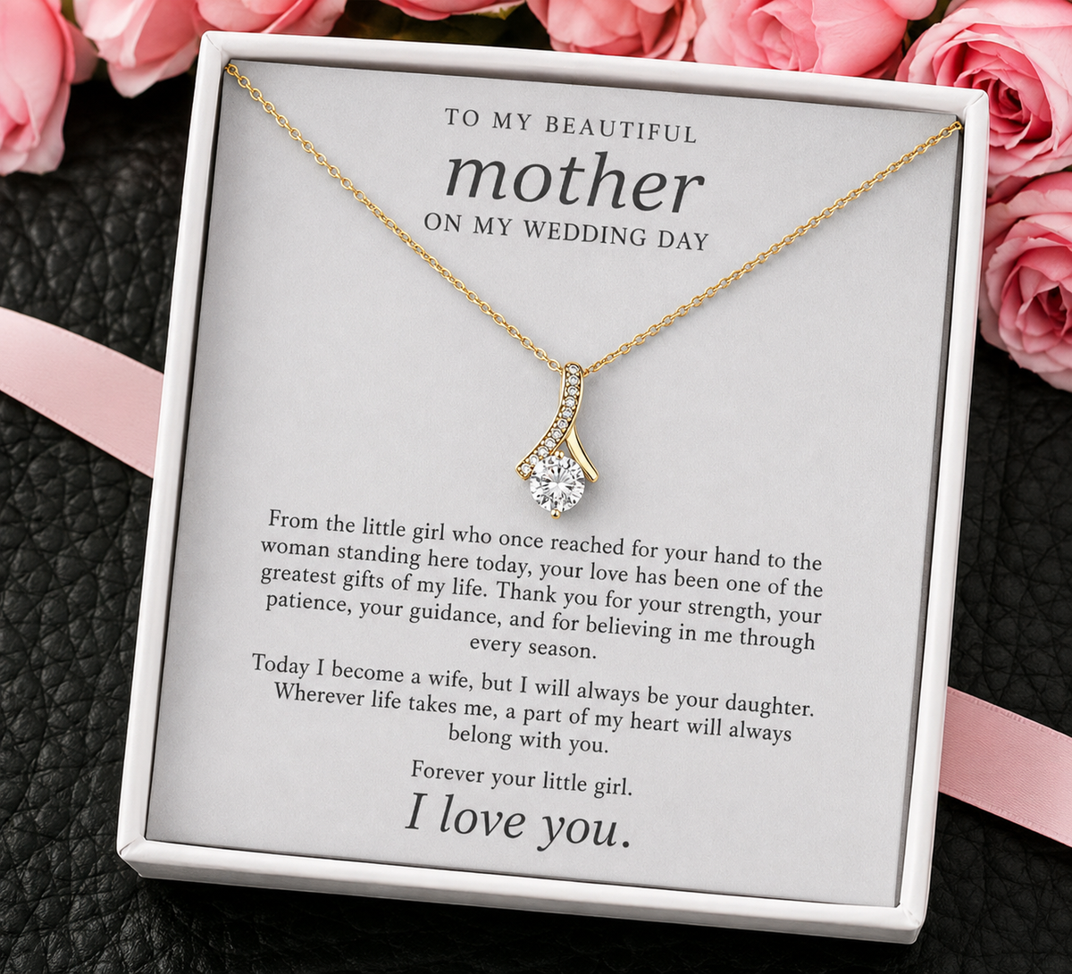 Mother of the Bride Necklace from Daughter – Meaningful Wedding Day Gift for Mom