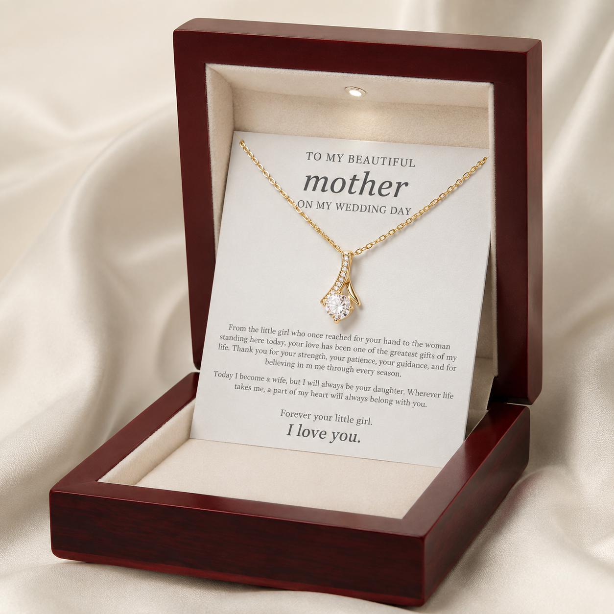 Mother of the Bride Necklace from Daughter – Meaningful Wedding Day Gift for Mom