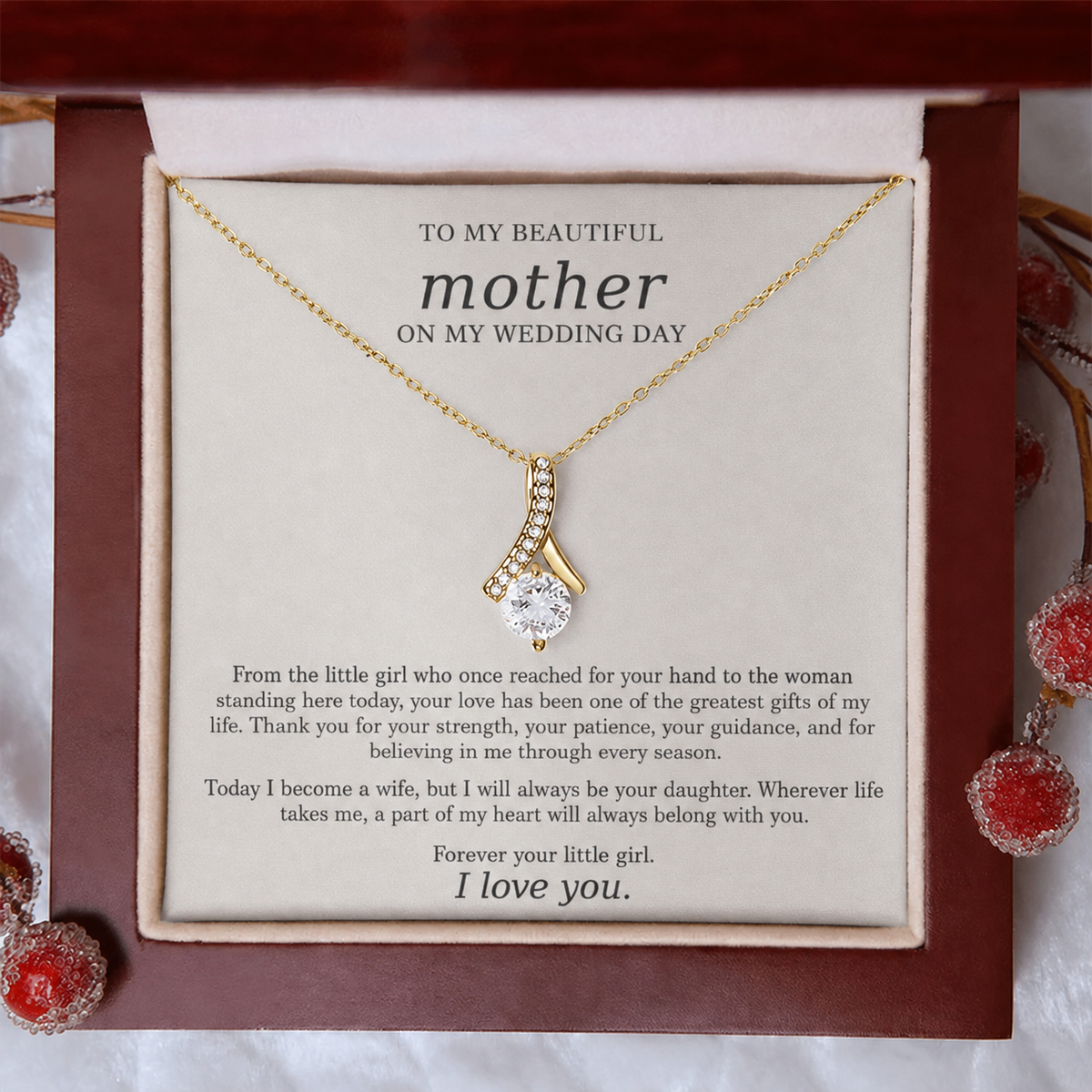 Mother of the Bride Necklace from Daughter – Meaningful Wedding Day Gift for Mom
