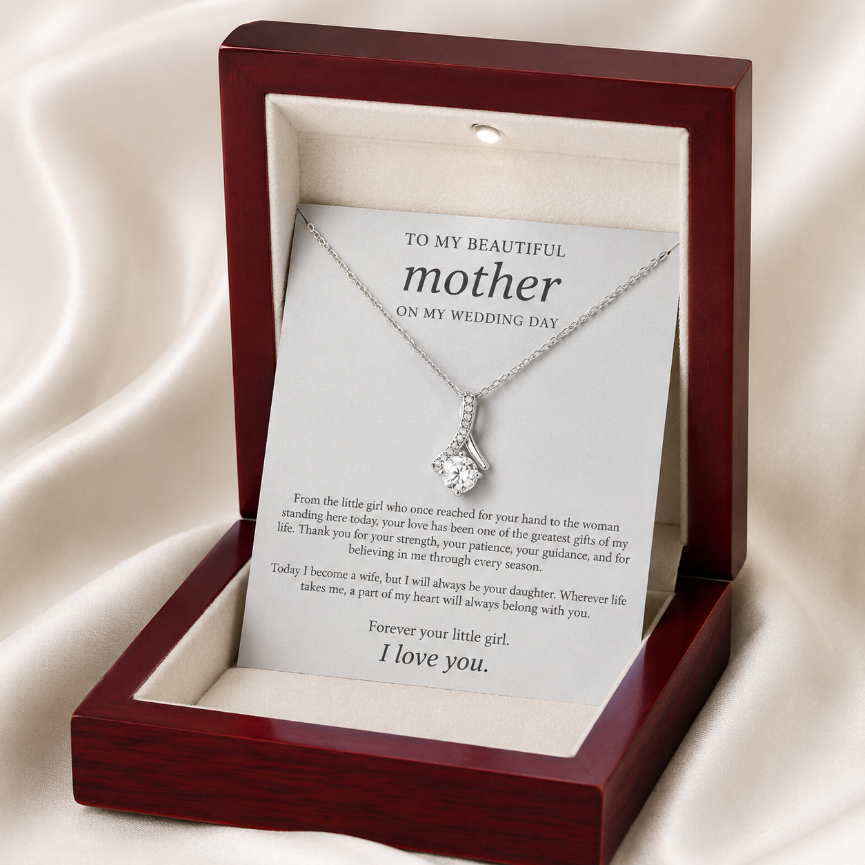 Mother of the Bride Necklace from Daughter – Meaningful Wedding Day Gift for Mom