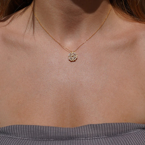 Daughter's Lucky Clover Necklace & Forever Rose Keepsake Gift Set — A Symbol of Love & Luck