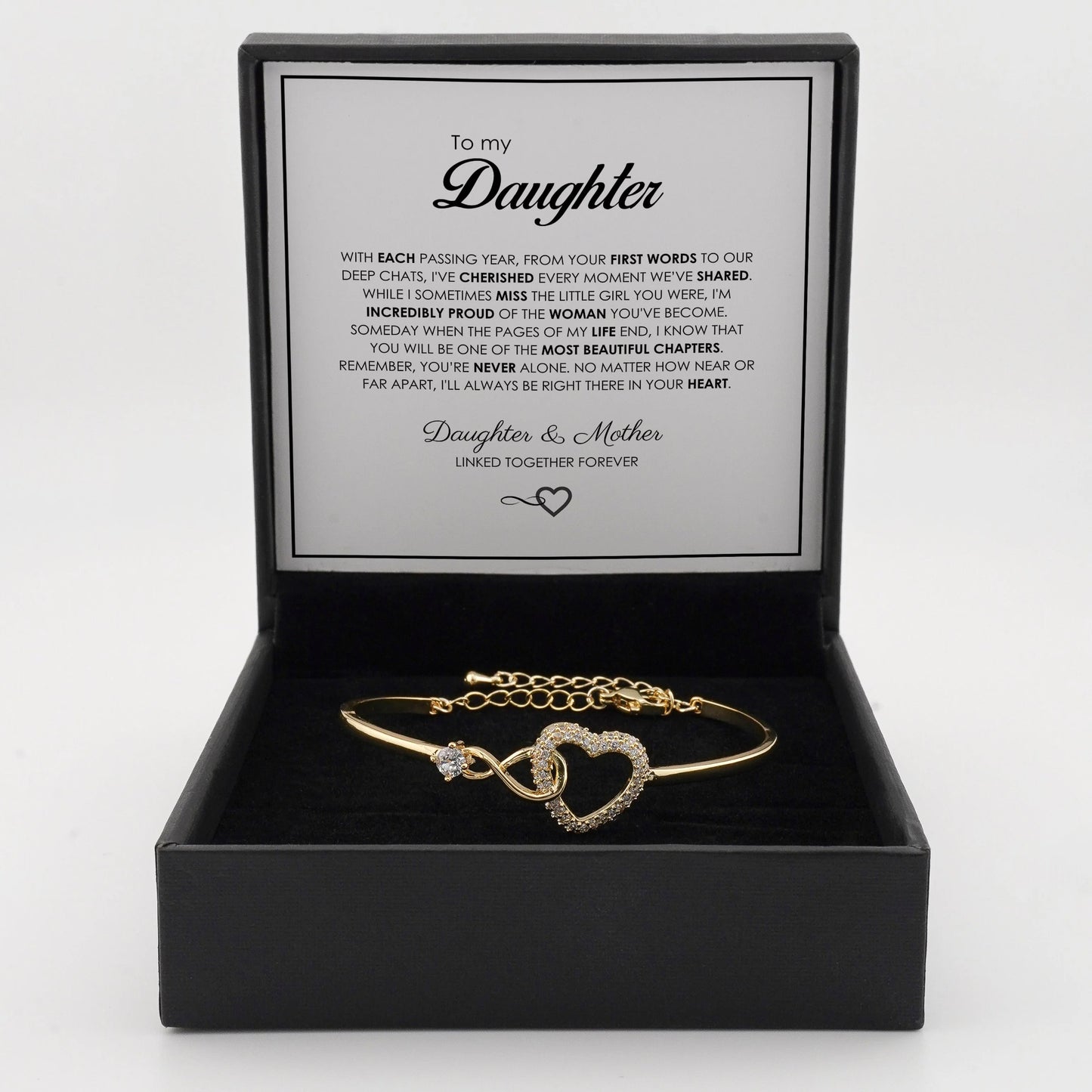 "To My Daughter" Forever Connected Bracelet — Infinity Heart Keepsake from Dad