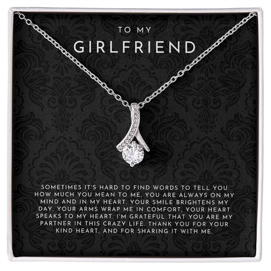 To my girlfriend gift heart necklace with message card
