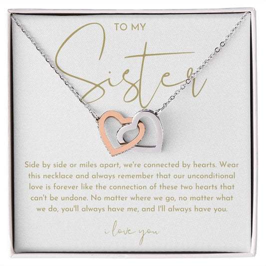 To my sister gift heart necklace two of a kind