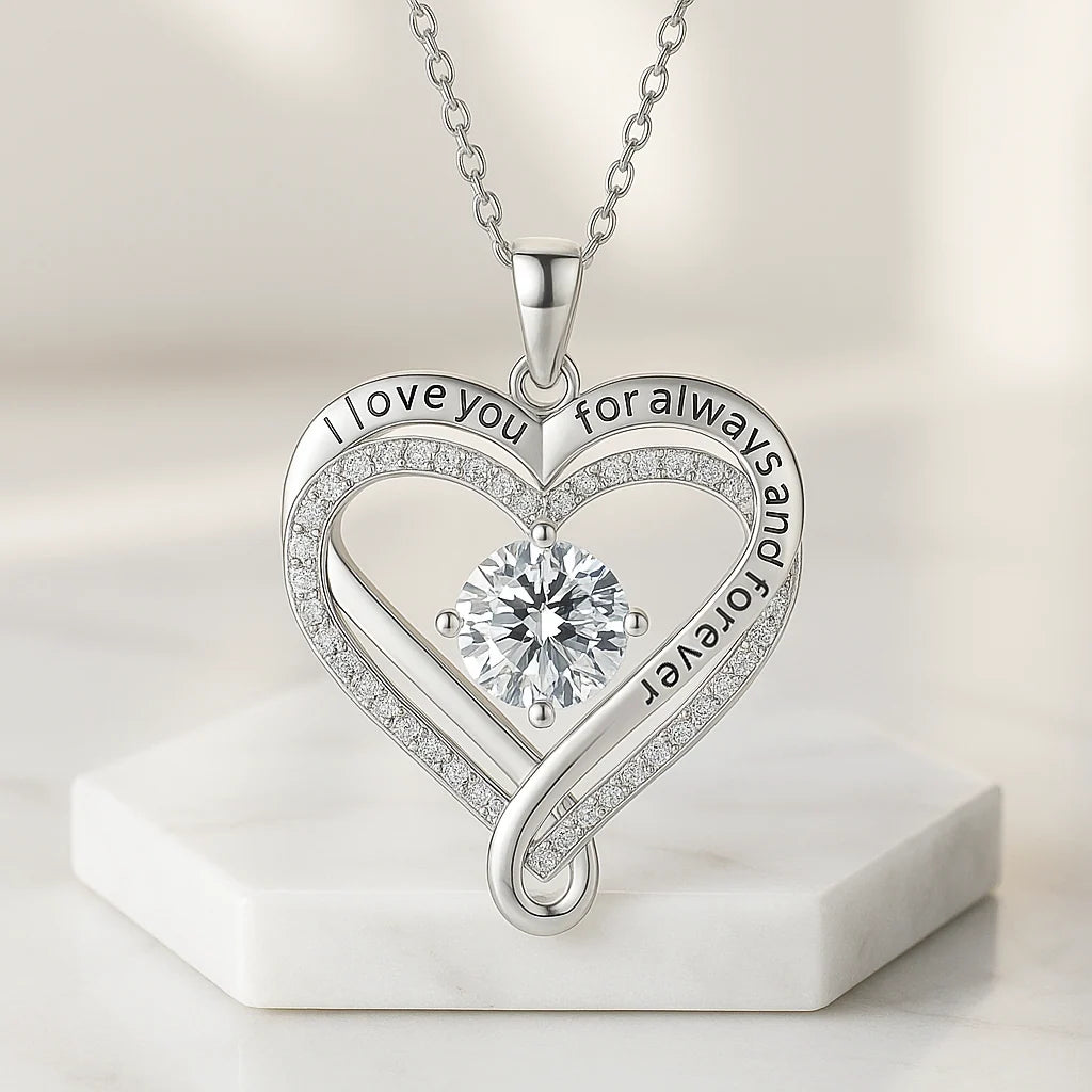 To My Wife Forever Love Heart Necklace – Romantic Anniversary Gift from Husband with Meaningful Message Card