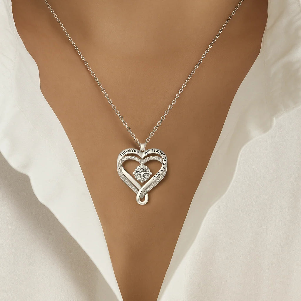 To My Wife Forever Love Heart Necklace – Romantic Anniversary Gift from Husband with Meaningful Message Card