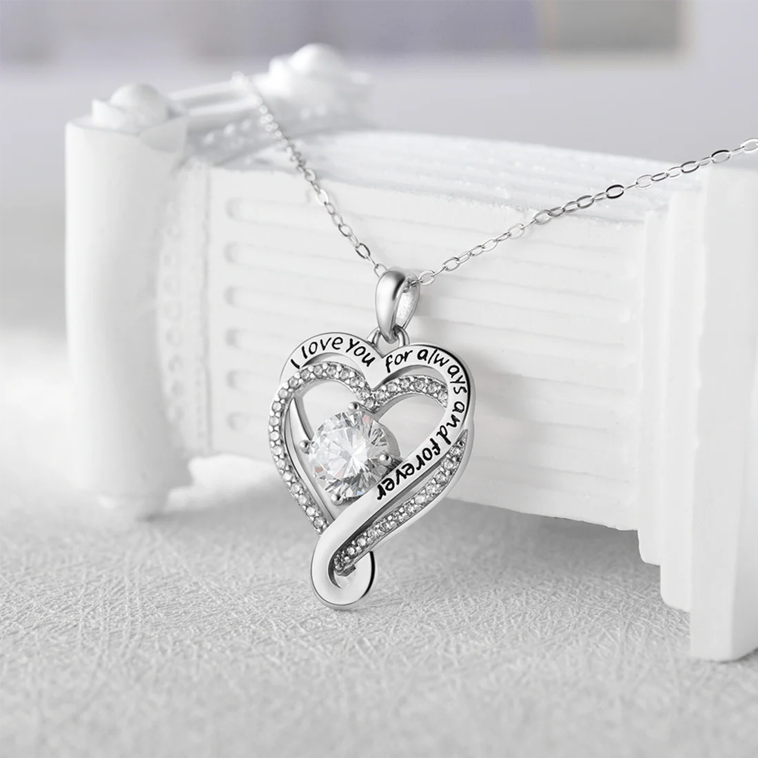 To My Wife Forever Love Heart Necklace – Romantic Anniversary Gift from Husband with Meaningful Message Card